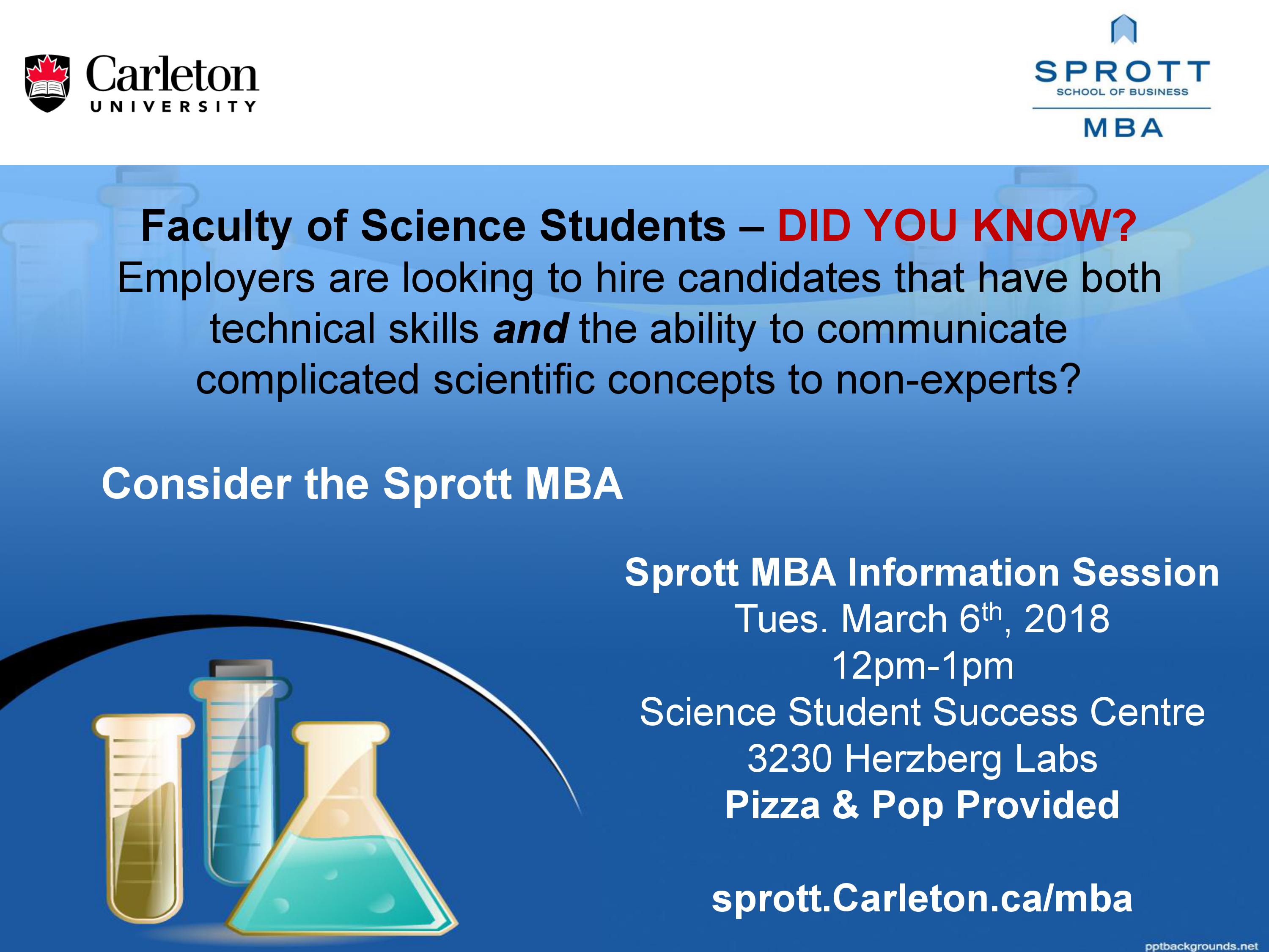 Sprott MBA info session for science students