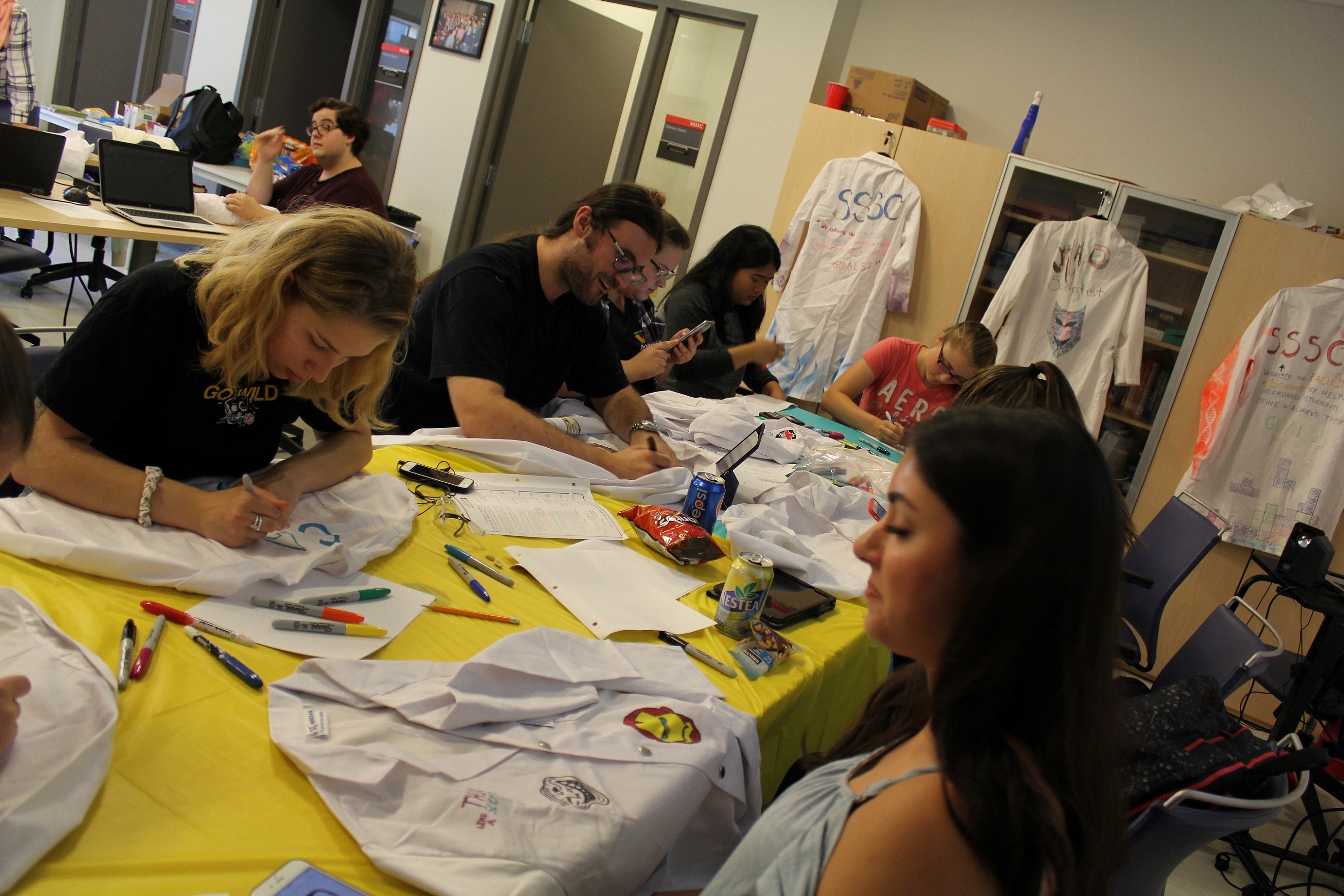 Students participating in the Design Your Lab Coat Event