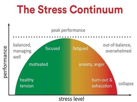 This graph represents the relationship between stress and performance and reminds us that stress exists along a continuum